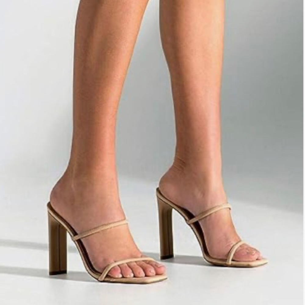 Nude Double-Strap Open-Toe Heels Size 7